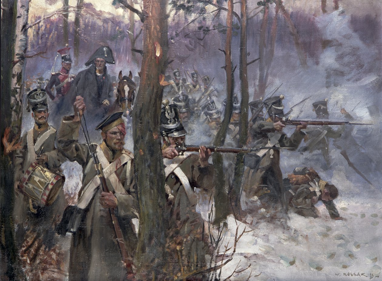 Olszynk Grochowsk-i csata, Varsó, 1831. február 25., 1912. alkotó: Wojciech Kossak