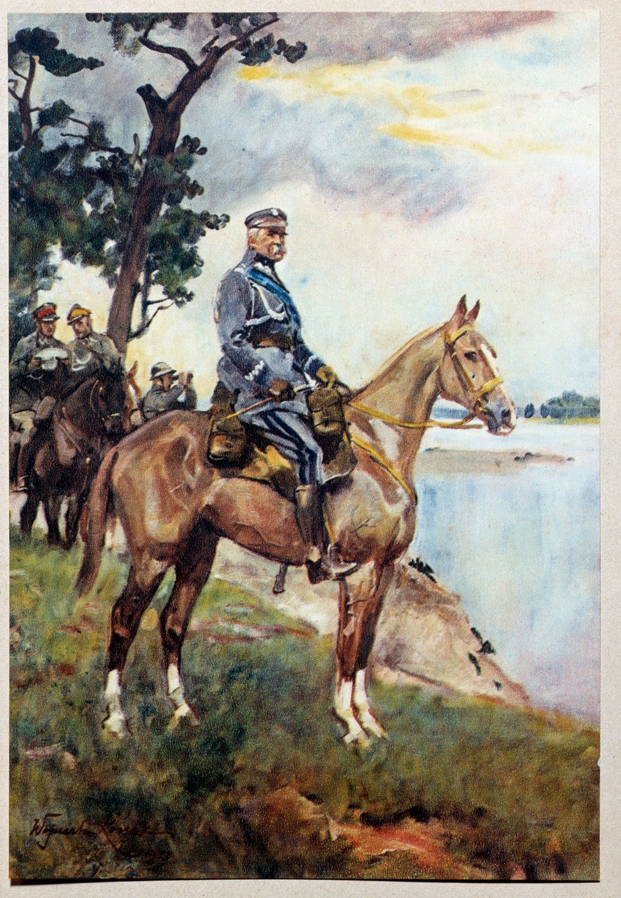 Marechal Jozef (Joseph) Klemens Pilsudski (1867-1935) lovas portréja kedvenc lován, Kasztankán. Woiciech Von Kossak (1857-1942) festménye alkotó: Wojciech Kossak