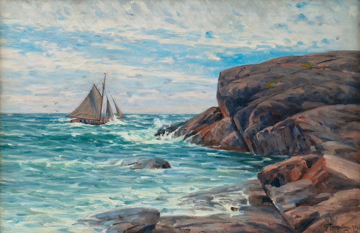 Vitorlás a parton alkotó: Woldemar Toppelius