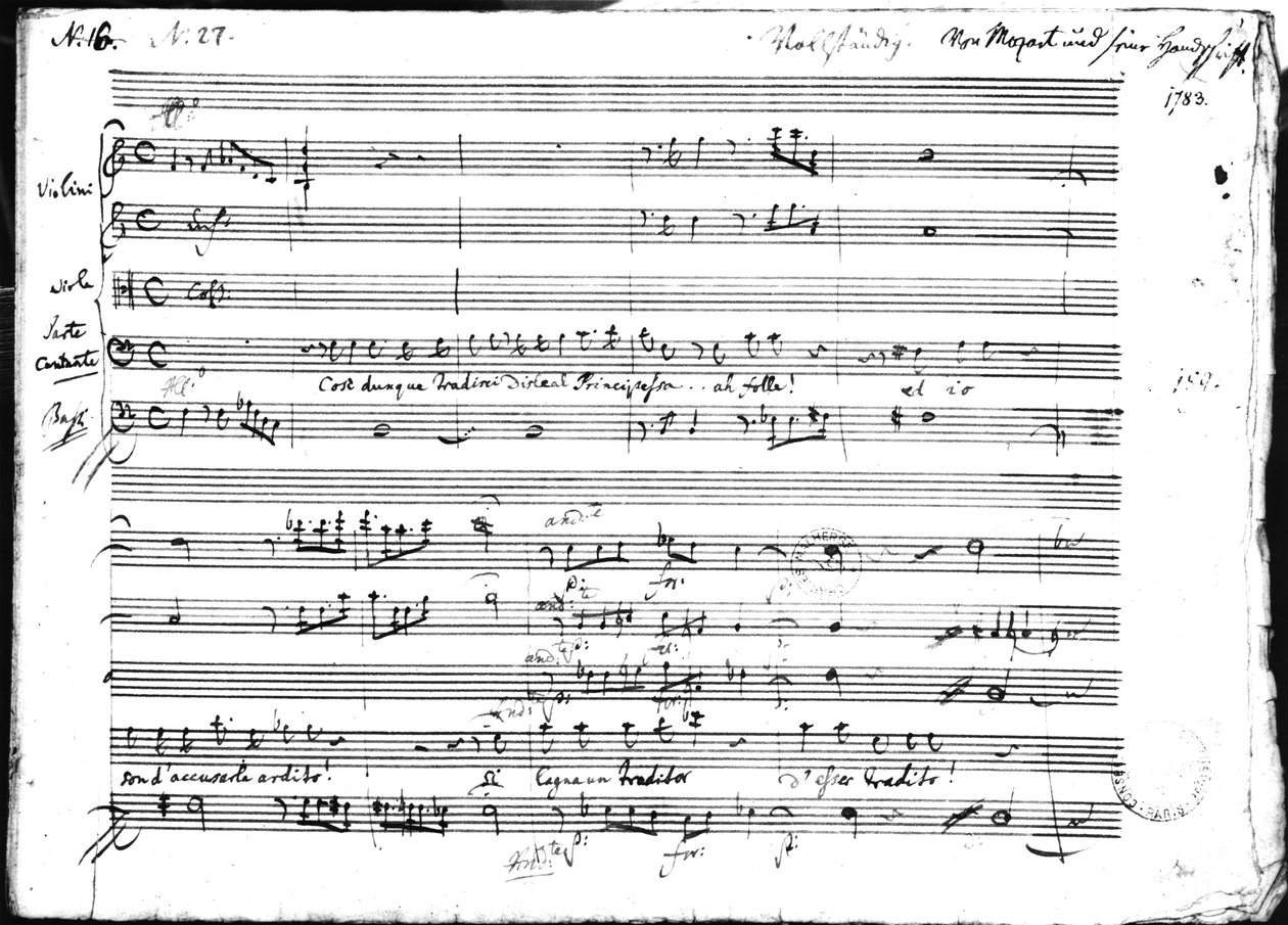„Cosi Dunque Tradisci...”, recitativ és ária, 1783 alkotó: Wolfgang Amadeus Mozart