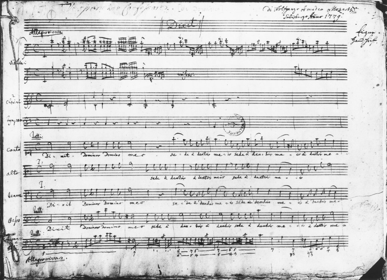 Vasárnapi vesperás, 1779 alkotó: Wolfgang Amadeus Mozart