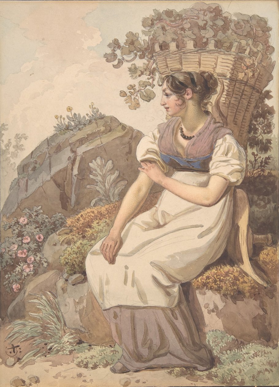 Fiatal nő a Vaudoisban a szőlőszüret után, 1821. alkotó: Wolfgang Adam Töpffer