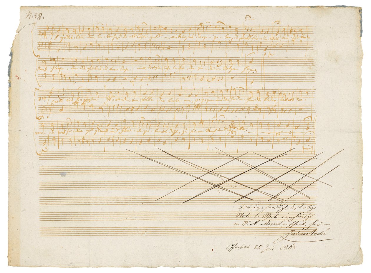 Autográf zenei kézirat, Két német himnusz, K.343 alkotó: Wolfgang Amadeus Mozart