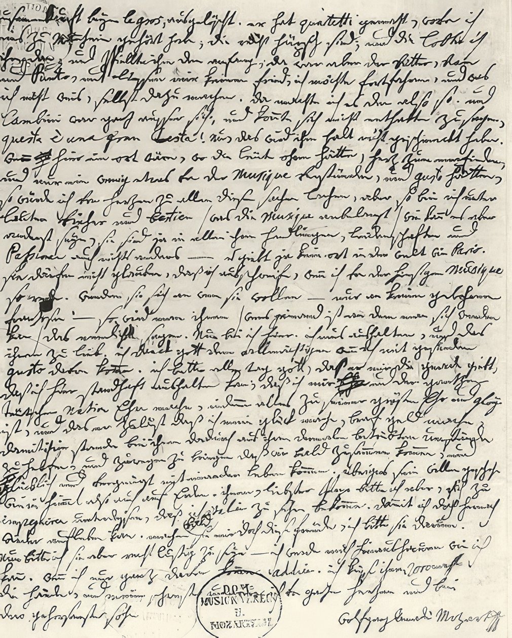 Autogram levél Mozarttól alkotó: Wolfgang Amadeus Mozart
