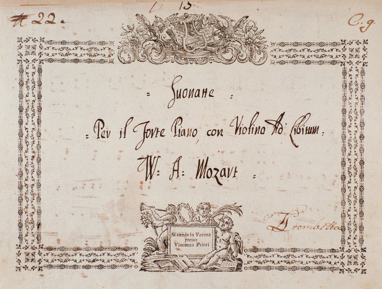 Mozart erőd-zongorára és hegedűre írt szonátájának előképe. alkotó: Wolfgang Amadeus Mozart