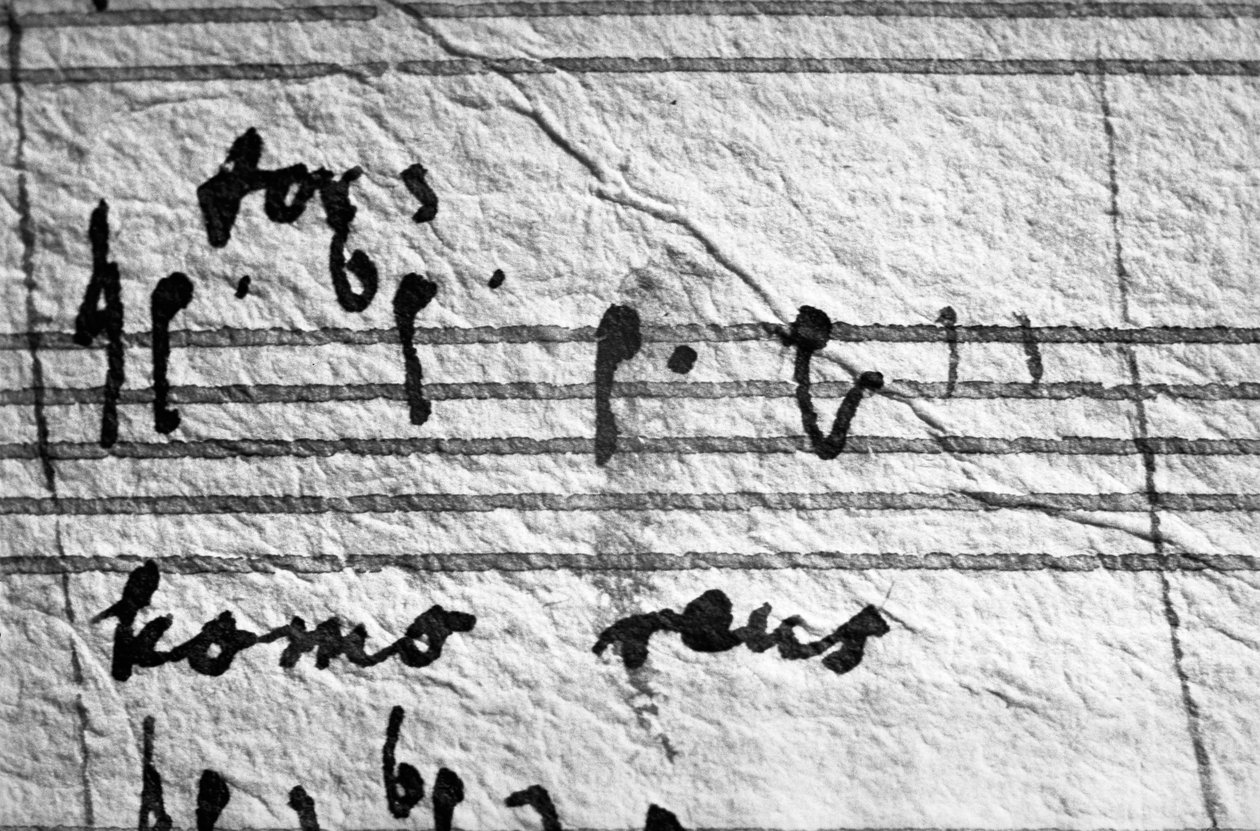 Mozart Requiemjének partitúrája, utolsó hangjegyei ... alkotó: Wolfgang Amadeus Mozart