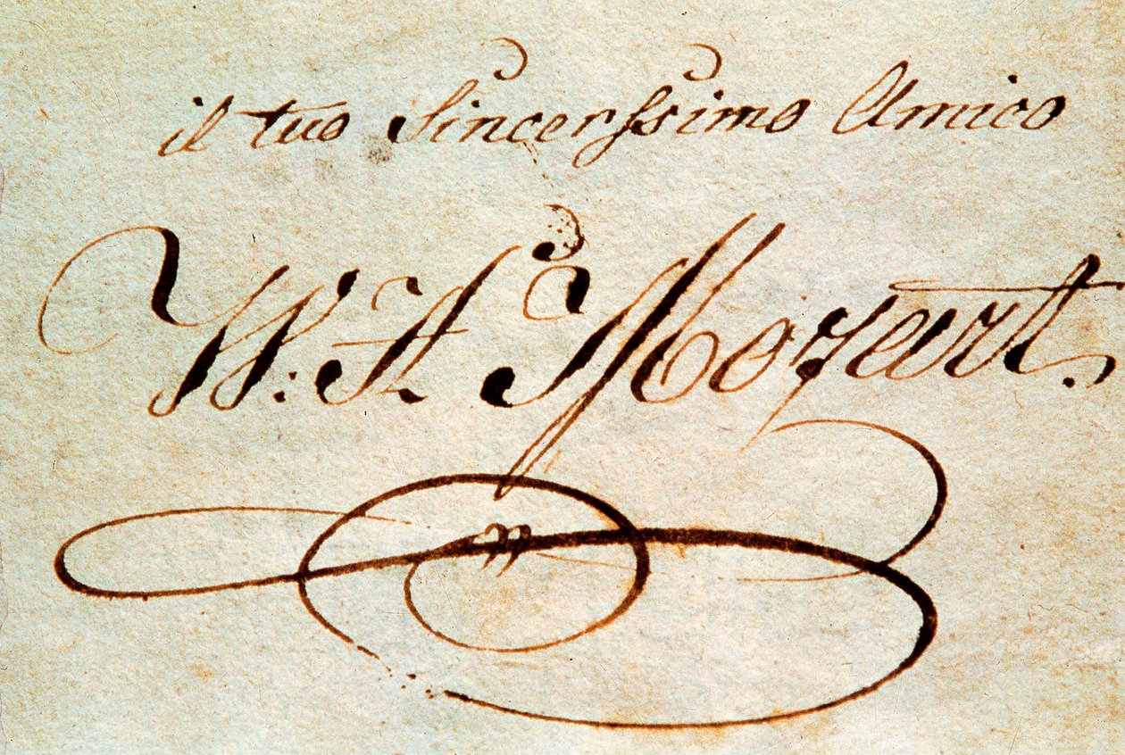 Wolfgang Amadeus Mozart (1756-1791) osztrák zeneszerző aláírása alkotó: Wolfgang Amadeus Mozart
