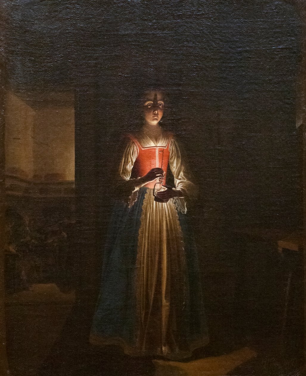 Nő lámpással (festmény) alkotó: Wolfgang Heimbach