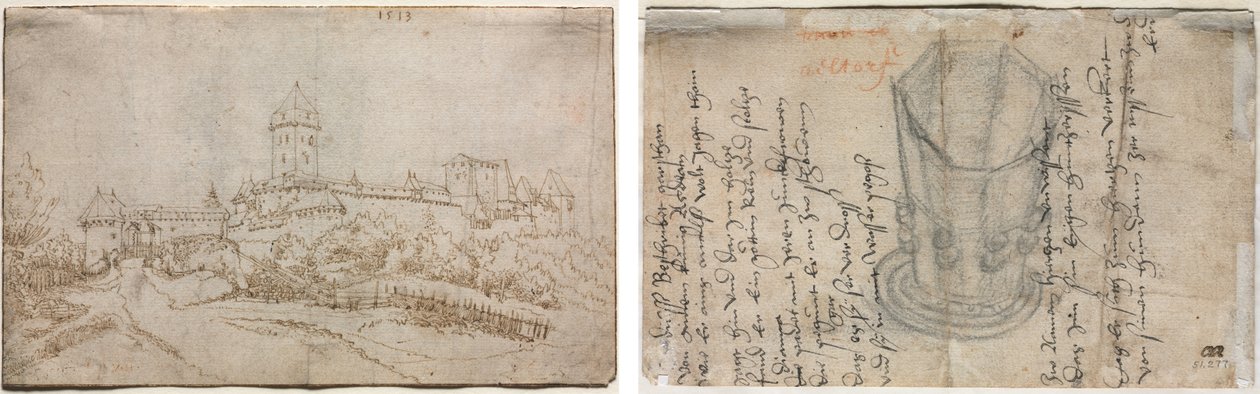 Kilátás egy kastélyra (recto); Nyolcoldalú kupa (fordítva) alkotó: Wolfgang Huber