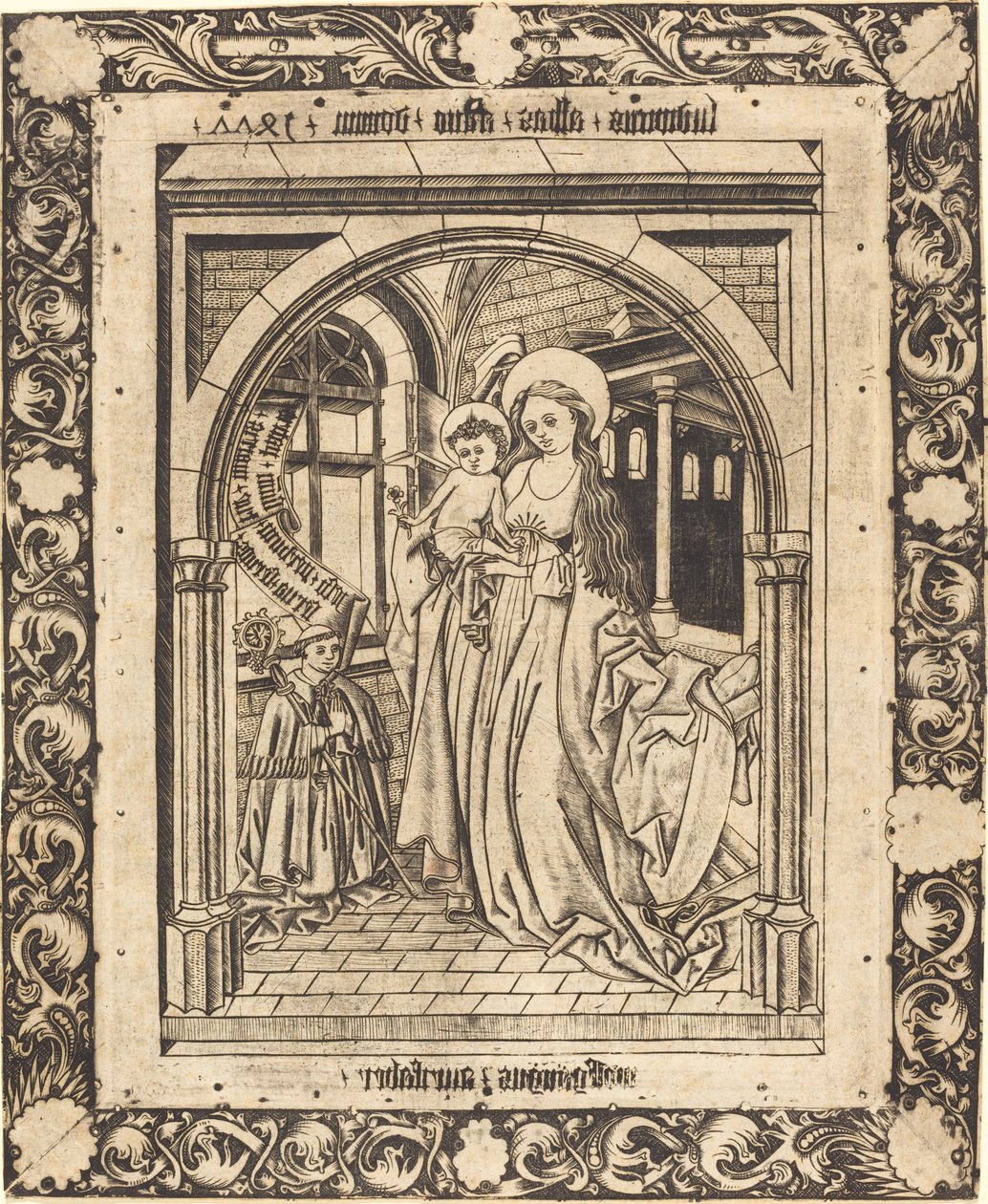 A Madonna és a gyermek Ludwig von Churchwalden apáttal alkotó: Wolfgang The Goldsmith after Master E.S.