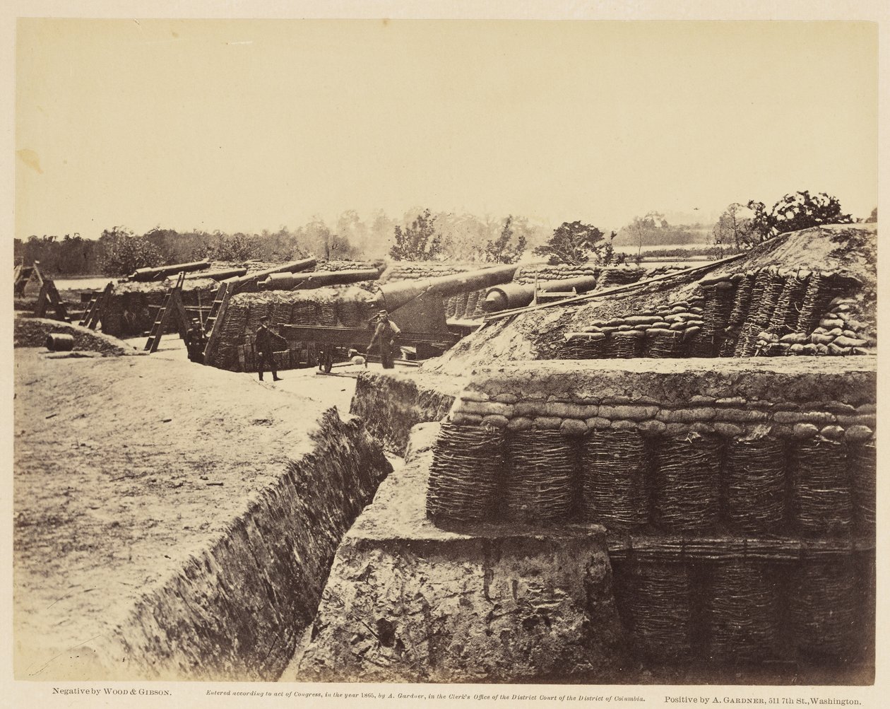 1. számú akkumulátor, Yorktown közelében? No. 2., 1862. május (szőtt papírra felhelyezett albuminnyomat) alkotó: Wood and Gibson Wood and Gibson