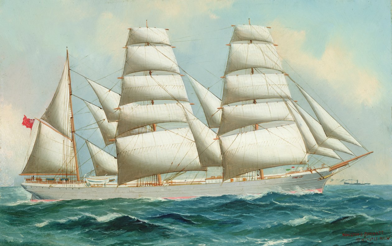 Háromárbocos Barque Annesley (olaj, papír) alkotó: Woolston Barratt