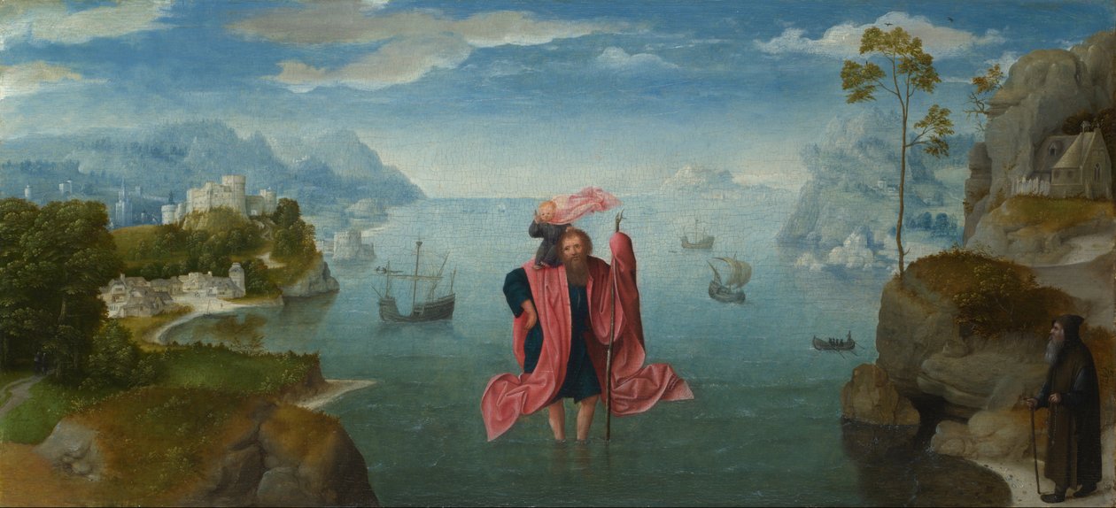 Szent Kristóf a csecsemő Krisztust hordozza alkotó: Master of the Female Half Lengths