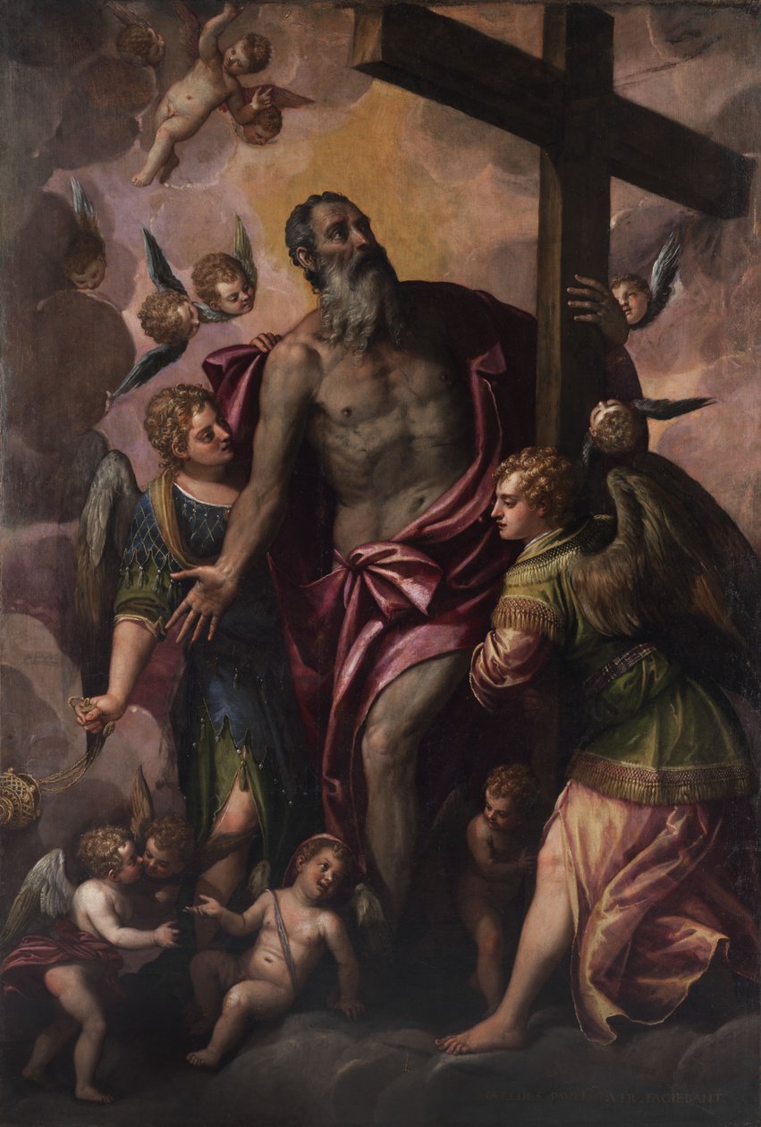 Isten, az apa tartja a fia keresztjét alkotó: Workshop of Paolo Veronese