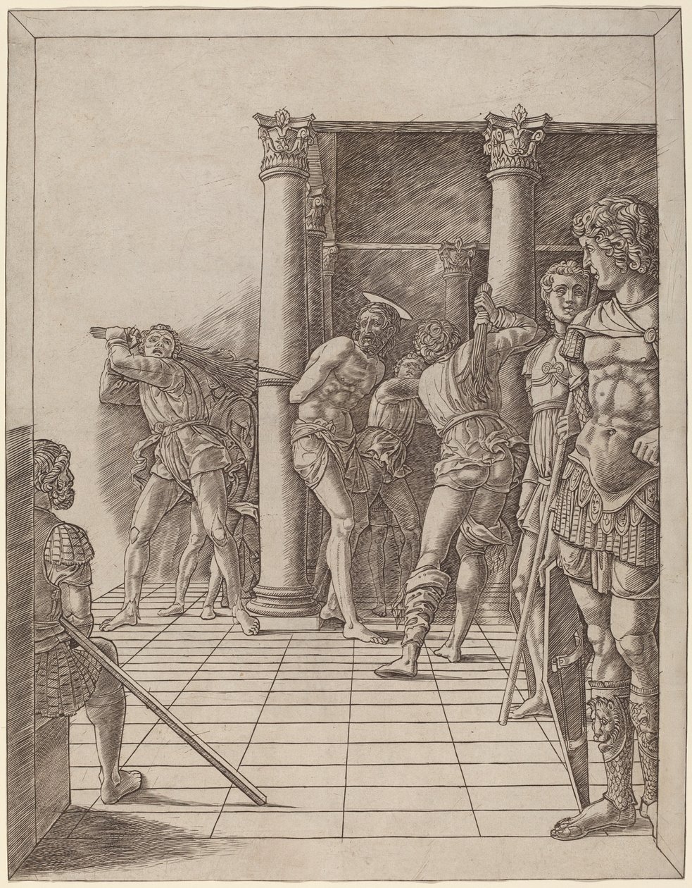 Krisztus lobogtatása a járdával alkotó: Workshop of Andrea Mantegna