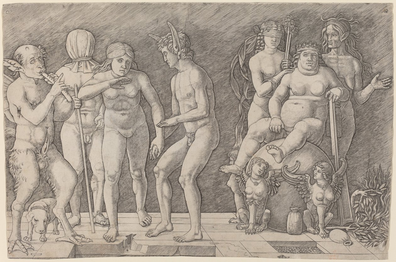 Égetett erény: Az erény allegóriája alkotó: Workshop of Andrea Mantegna