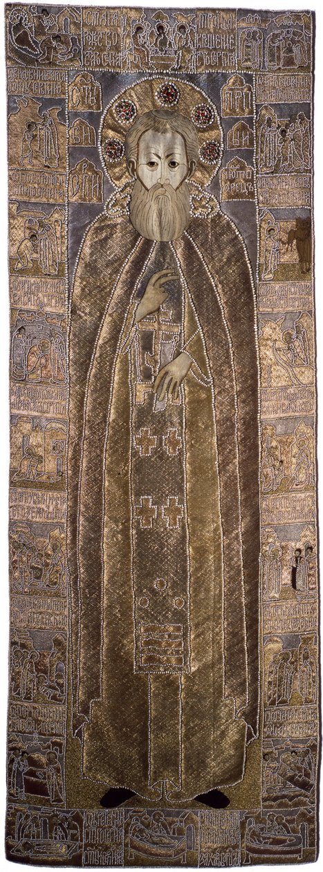Radonezhi Szent Szergiusz lepel, 1671 alkotó: Workshop of Anna Ivanovna Stroganova
