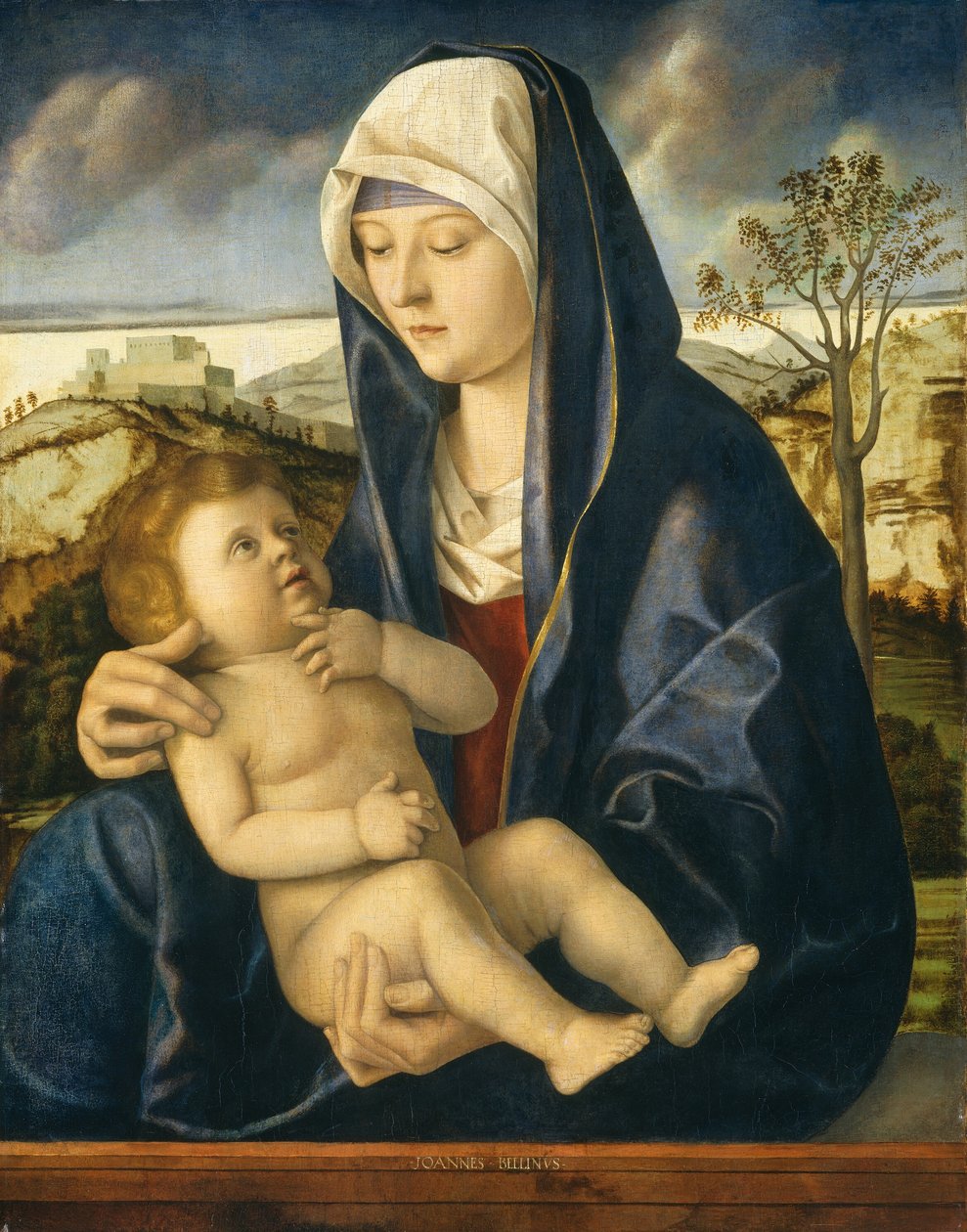 Madonna és a gyermek egy tájban alkotó: Workshop of Giovanni Bellini