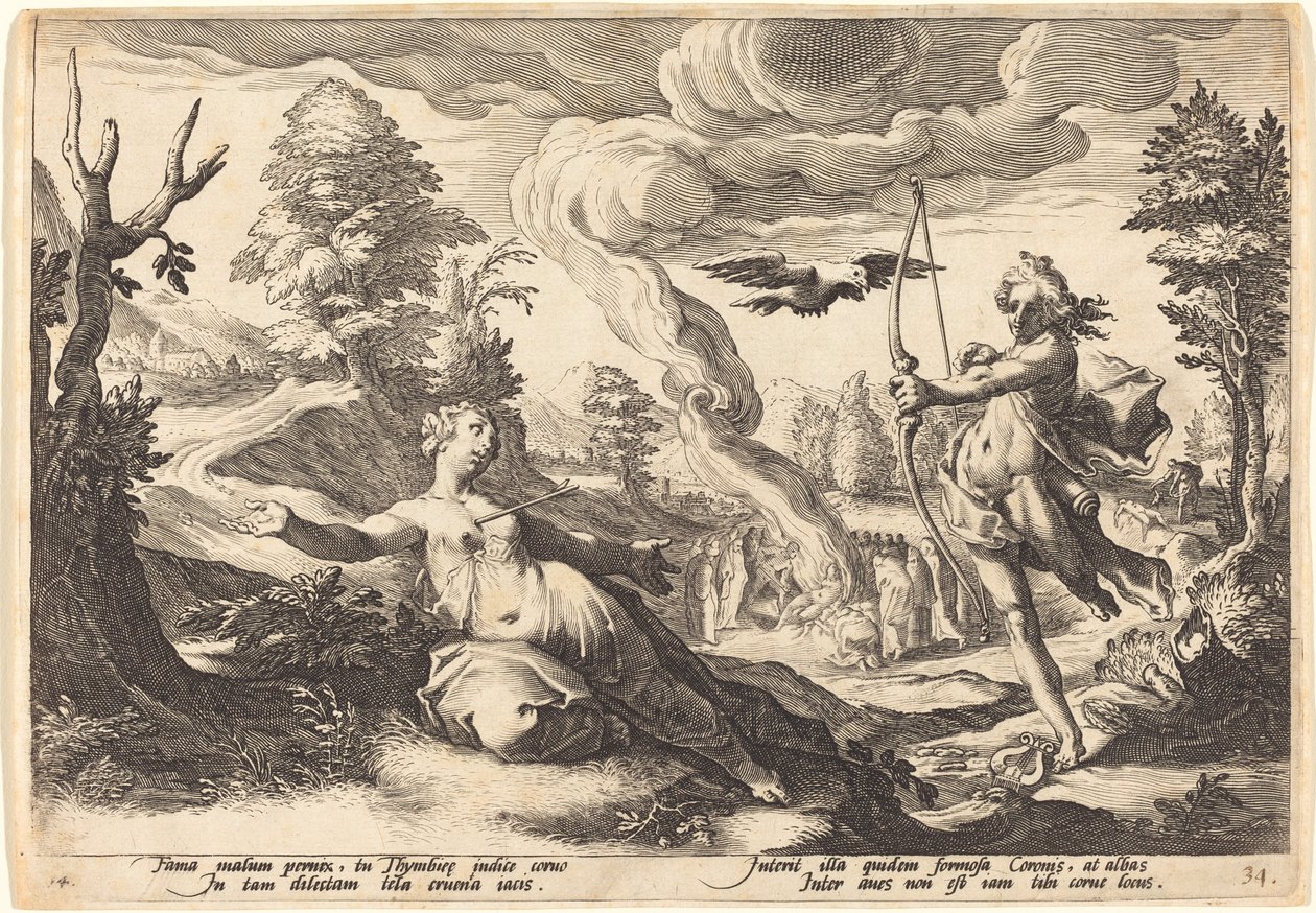 Apollo Killing Crown alkotó: Workshop of Hendrick Goltzius, after Hendrick Goltzius