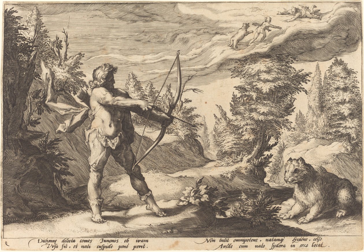 Arcas anyja megölésére készül alkotó: Workshop of Hendrick Goltzius, after Hendrick Goltzius