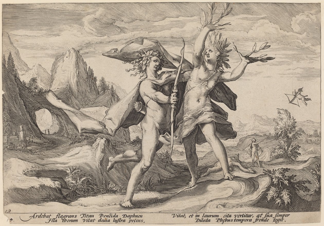 Daphne babérfává változott alkotó: Workshop of Hendrick Goltzius, after Hendrick Goltzius