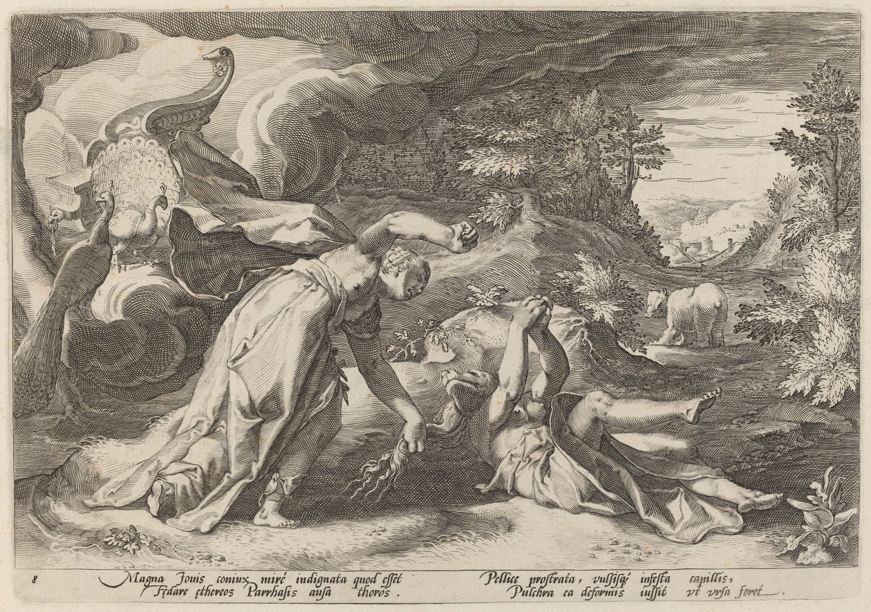 Juno Callistót medvévé változtatja alkotó: Workshop of Hendrick Goltzius, after Hendrick Goltzius