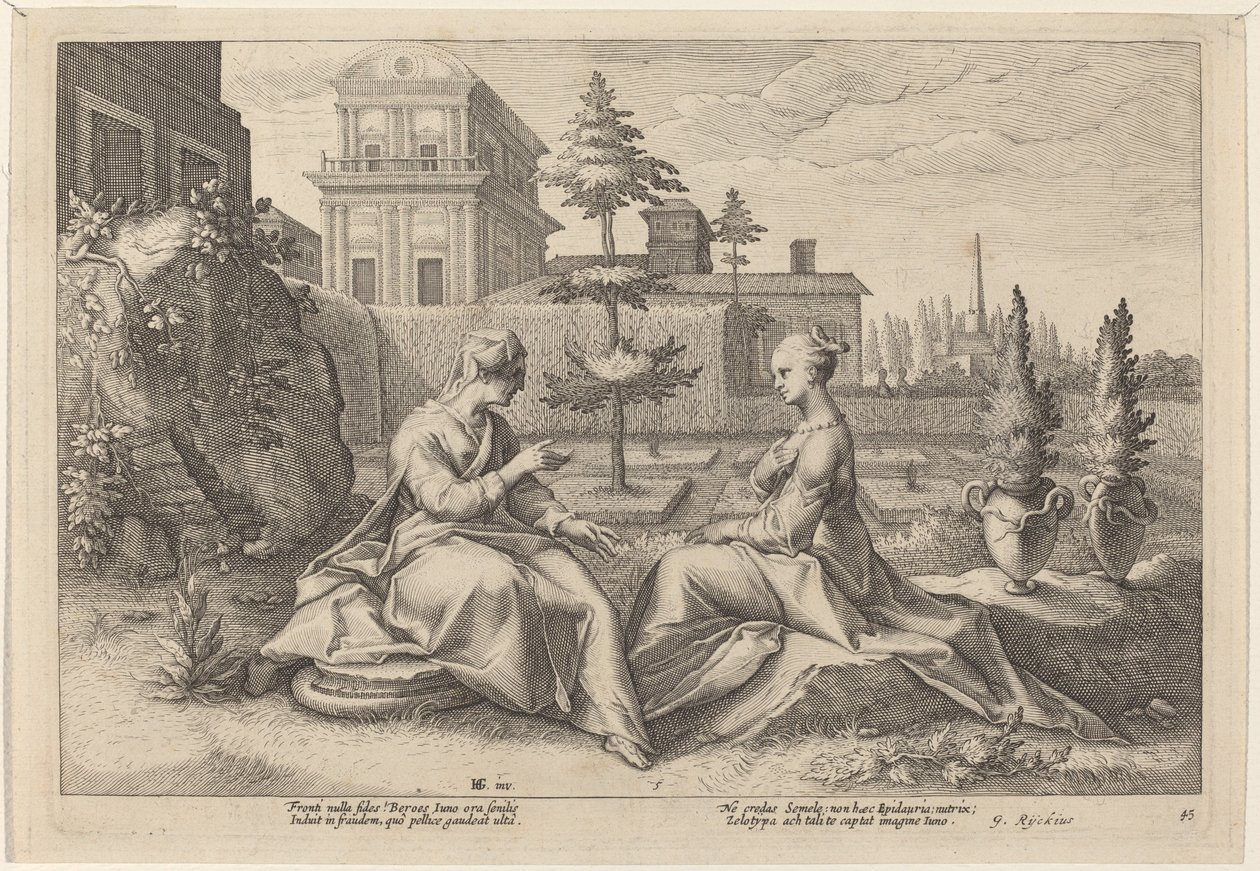 Juno Beroe formájában, Figyelmeztetés Semele alkotó: Workshop of Hendrick Goltzius, after Hendrick Goltzius