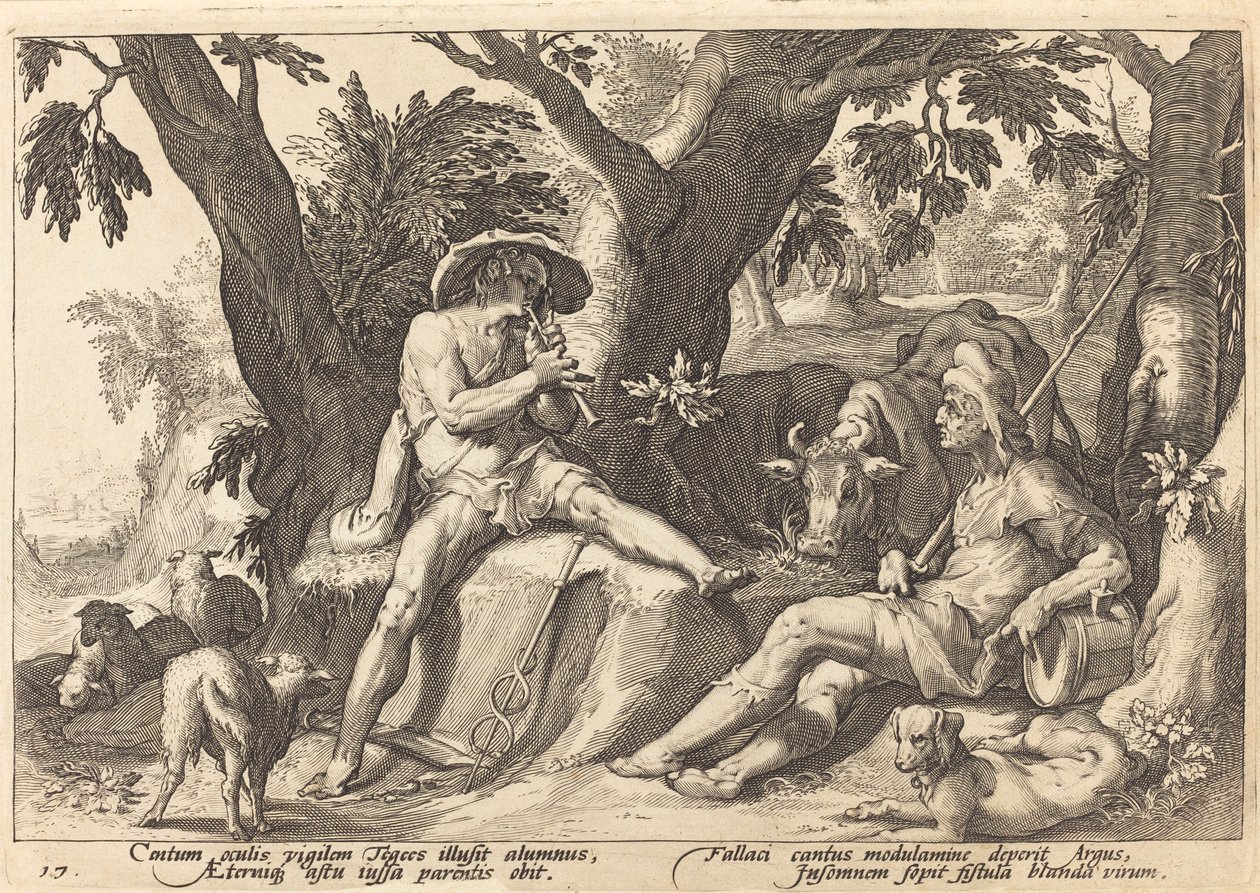 Mercury elaltatja Argust alkotó: Workshop of Hendrick Goltzius, after Hendrick Goltzius