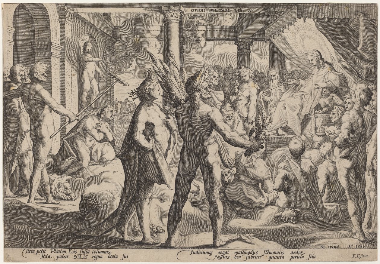 Phaeton a szekeret kéri alkotó: Workshop of Hendrick Goltzius, after Hendrick Goltzius