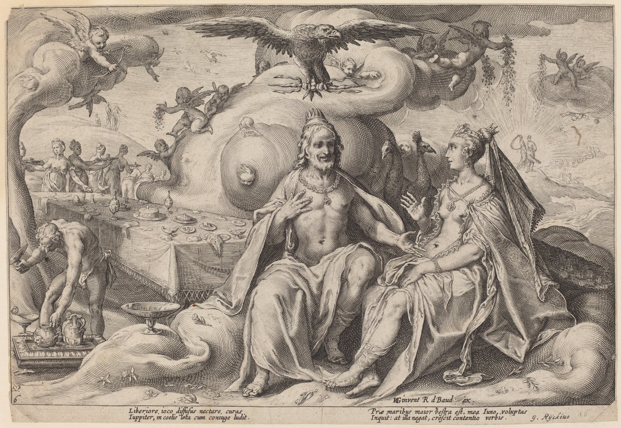 A Jupiter és a Juno közötti vita alkotó: Workshop of Hendrick Goltzius, after Hendrick Goltzius