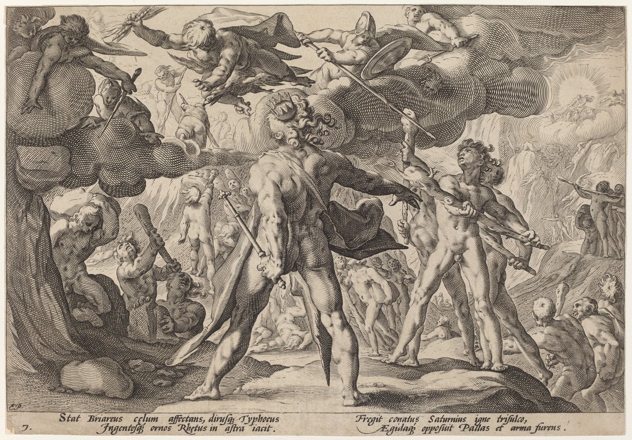 Az óriások a mennyekbe mászva alkotó: Workshop of Hendrick Goltzius, after Hendrick Goltzius