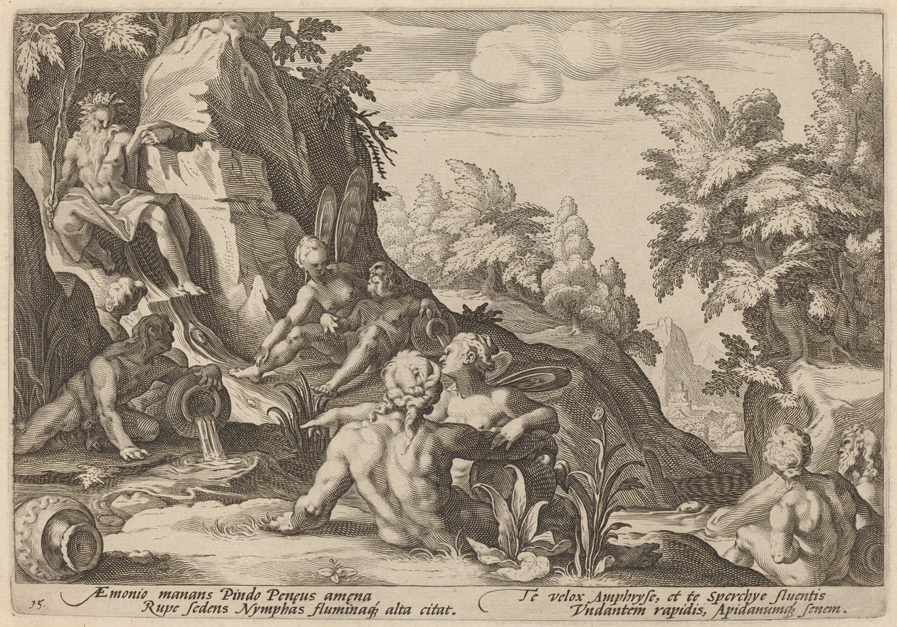 A Peneus isten folyó más istenségekkel körülvéve alkotó: Workshop of Hendrick Goltzius, after Hendrick Goltzius