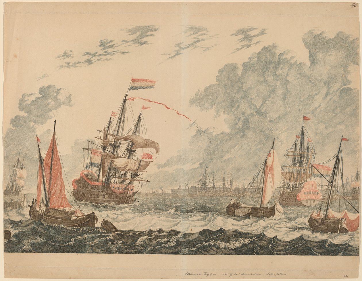 Az IJ folyó Amszterdamban, 1680-1690. alkotó: Workshop of Johann Teyler