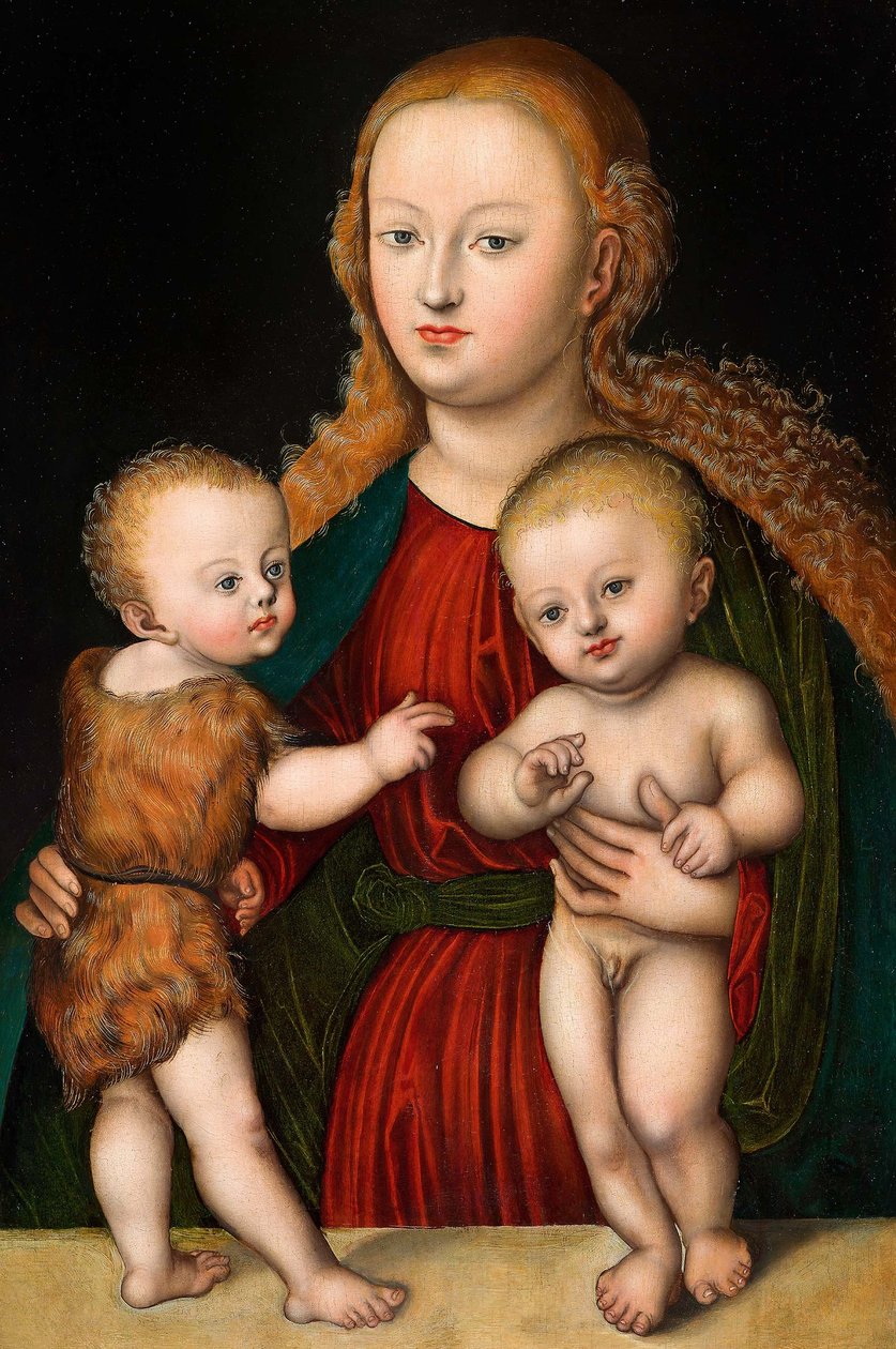 Német: Madonna és gyermeke Keresztelő Szent Jánossal Szűzanya és gyermeke Keresztelő Szent Jánossal alkotó: workshop of Lucas Cranach the Elder