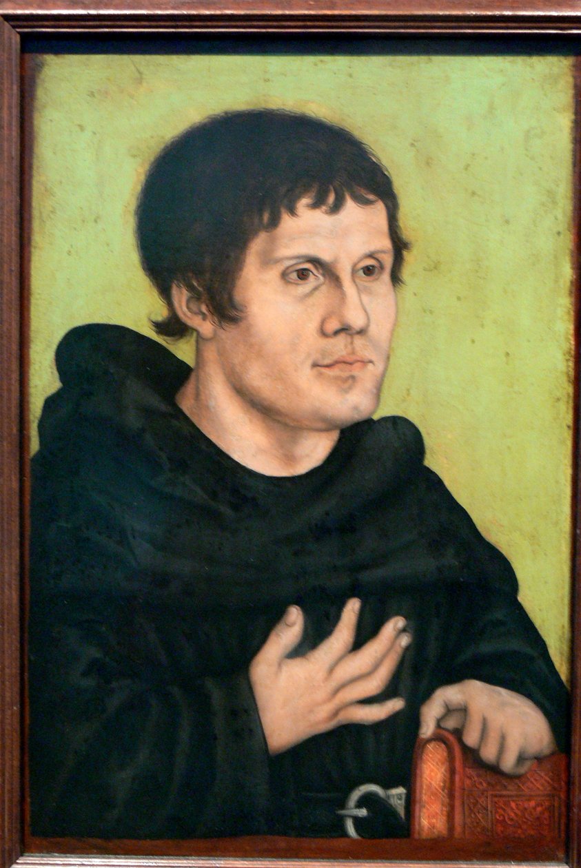 Német: Posthumes Bildnis Martin Luthers (1483-1546) als Augustinermönch Luther Márton Augustinus szerzetes posztumusz portréja alkotó: workshop of Lucas Cranach the Elder