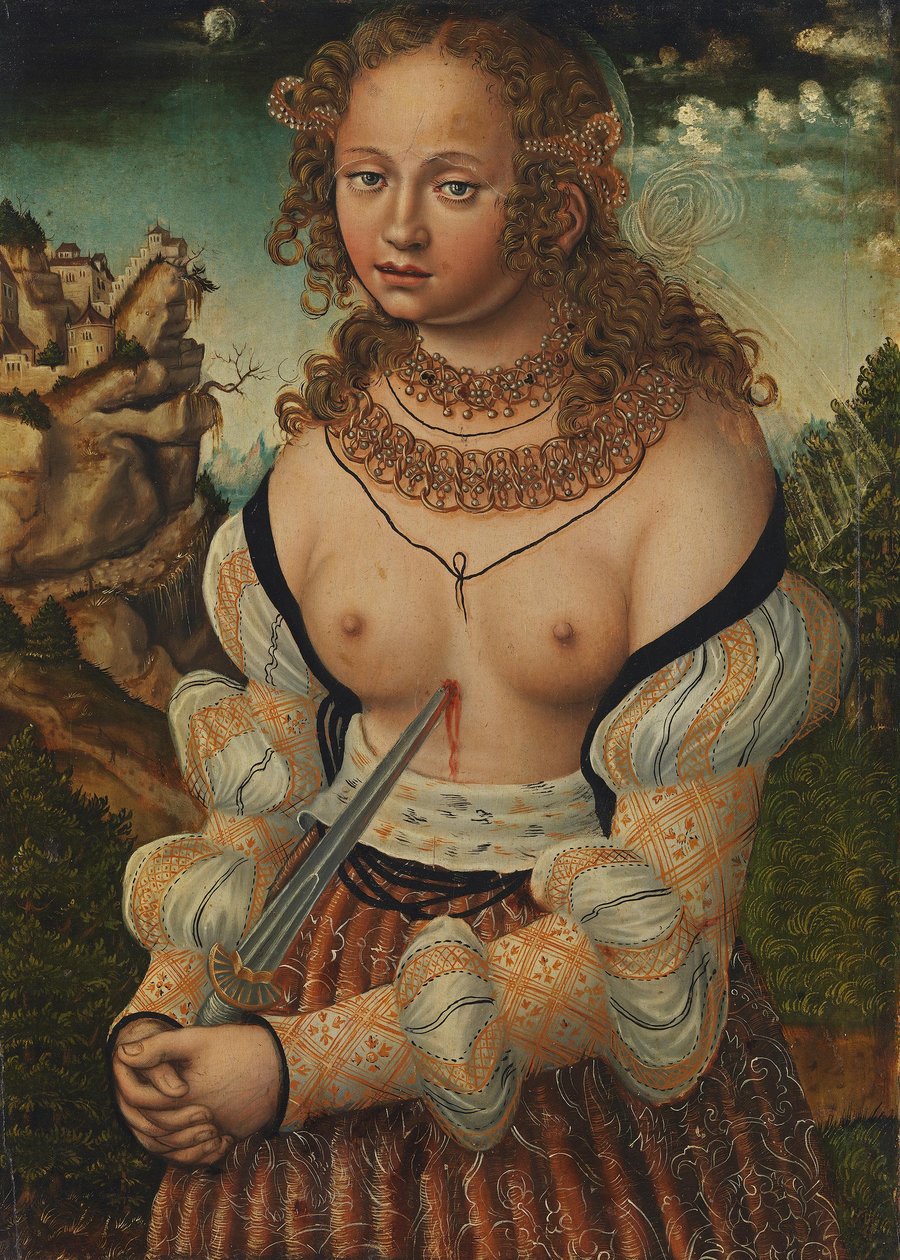 Német: Selbstmord der Lucretia Suicide of Lucretia (Lucretia öngyilkossága) alkotó: workshop of Lucas Cranach the Elder