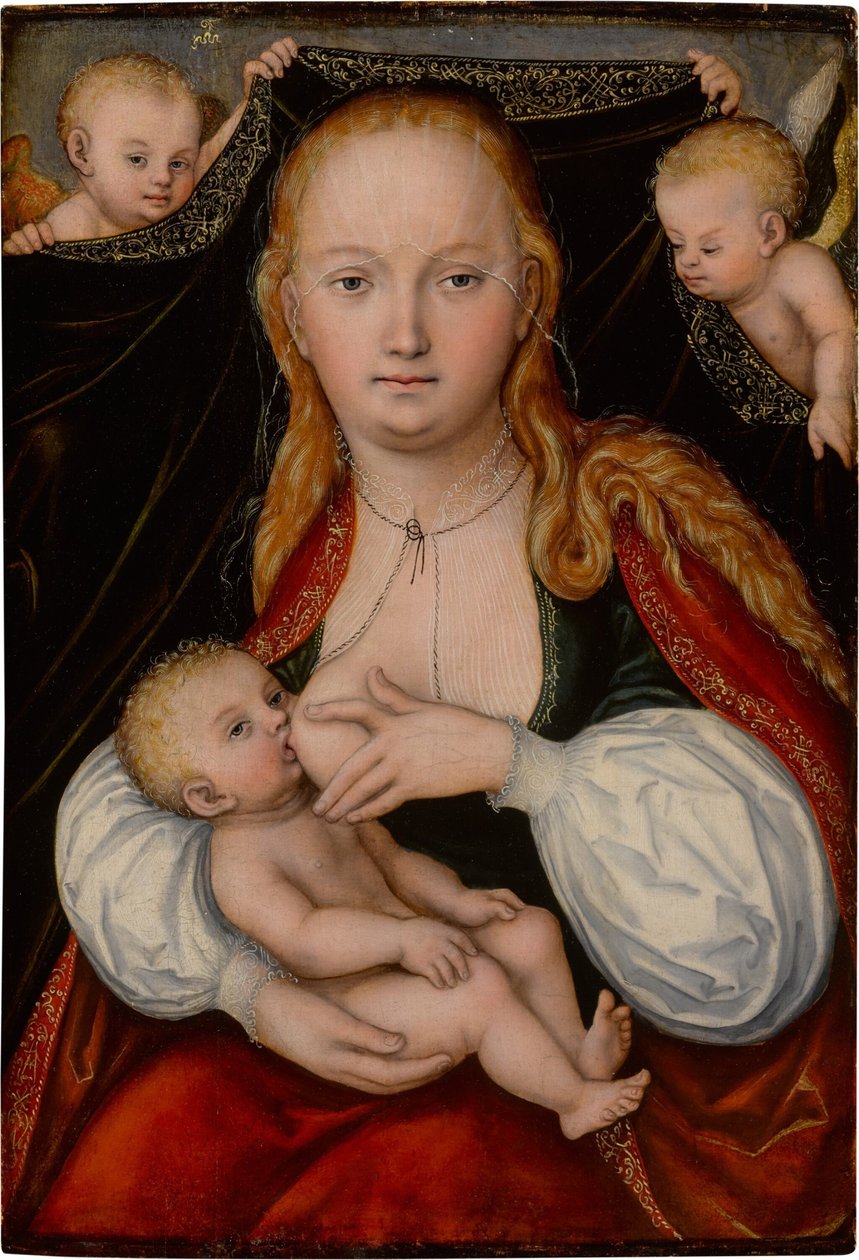 Madonna és gyermeke angyalokkal alkotó: workshop of Lucas Cranach the Elder