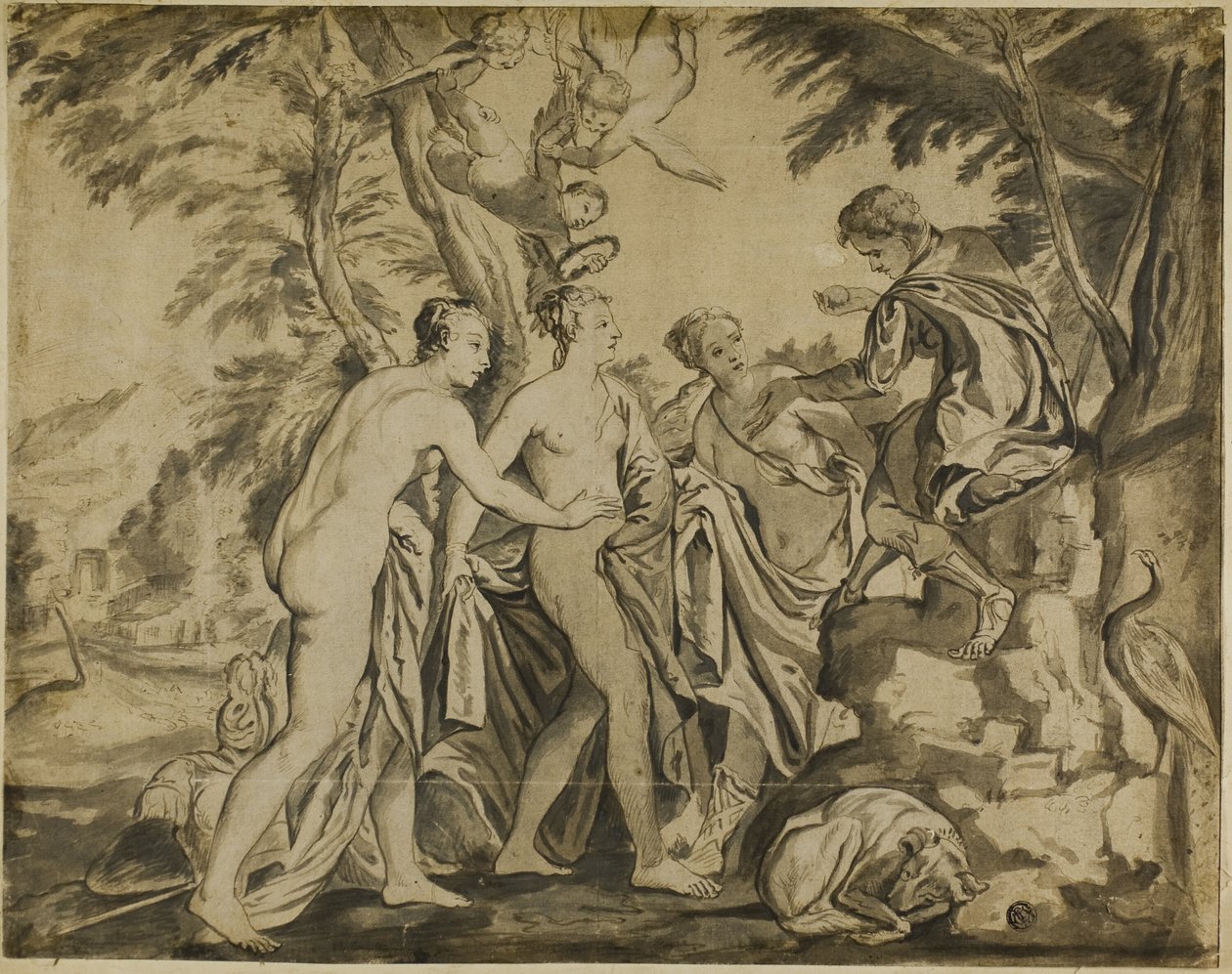 Judgement of Paris   1284240   hu       hungarian Successfully Translated  Original: The new bridge and the tip of the Ile de la Cite. View of Paris. Painting by Theophile Meunier (1800-1884) Translat: The new bridge and the tip of the Ile de la Cite. View alkotó: Workshop of Paolo Veronese