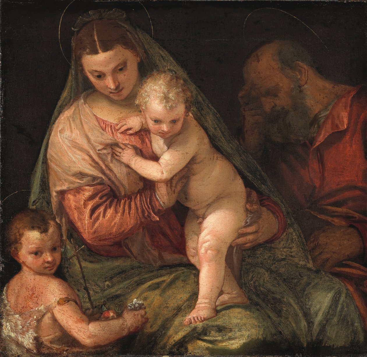 A Szent Család Keresztelő Szent János csecsemővel alkotó: Workshop of Paolo Veronese