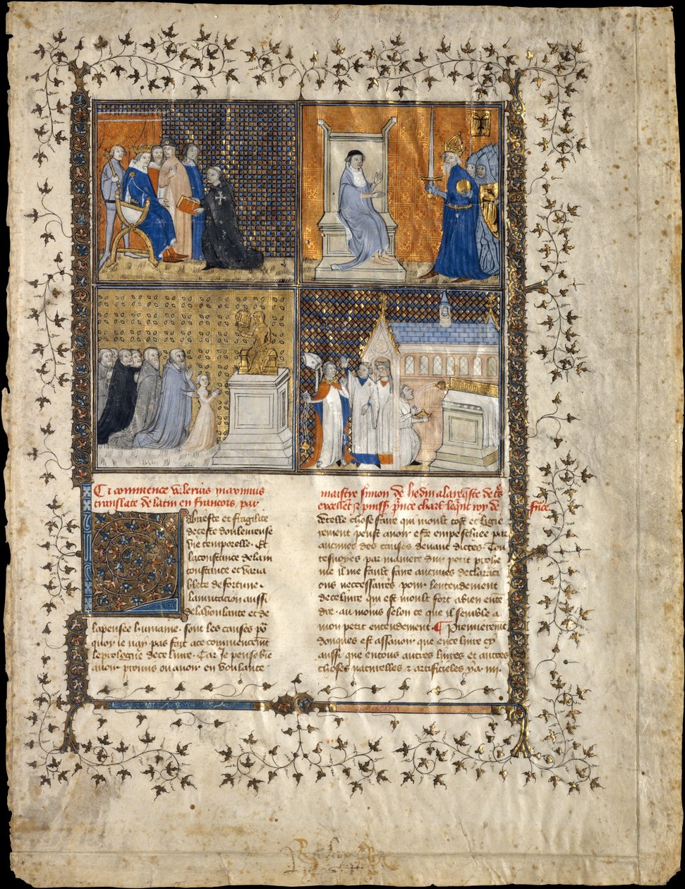 Levél Valerius Maximus kéziratából, kb. 1380-90. alkotó: Workshop of Pierre Remiet