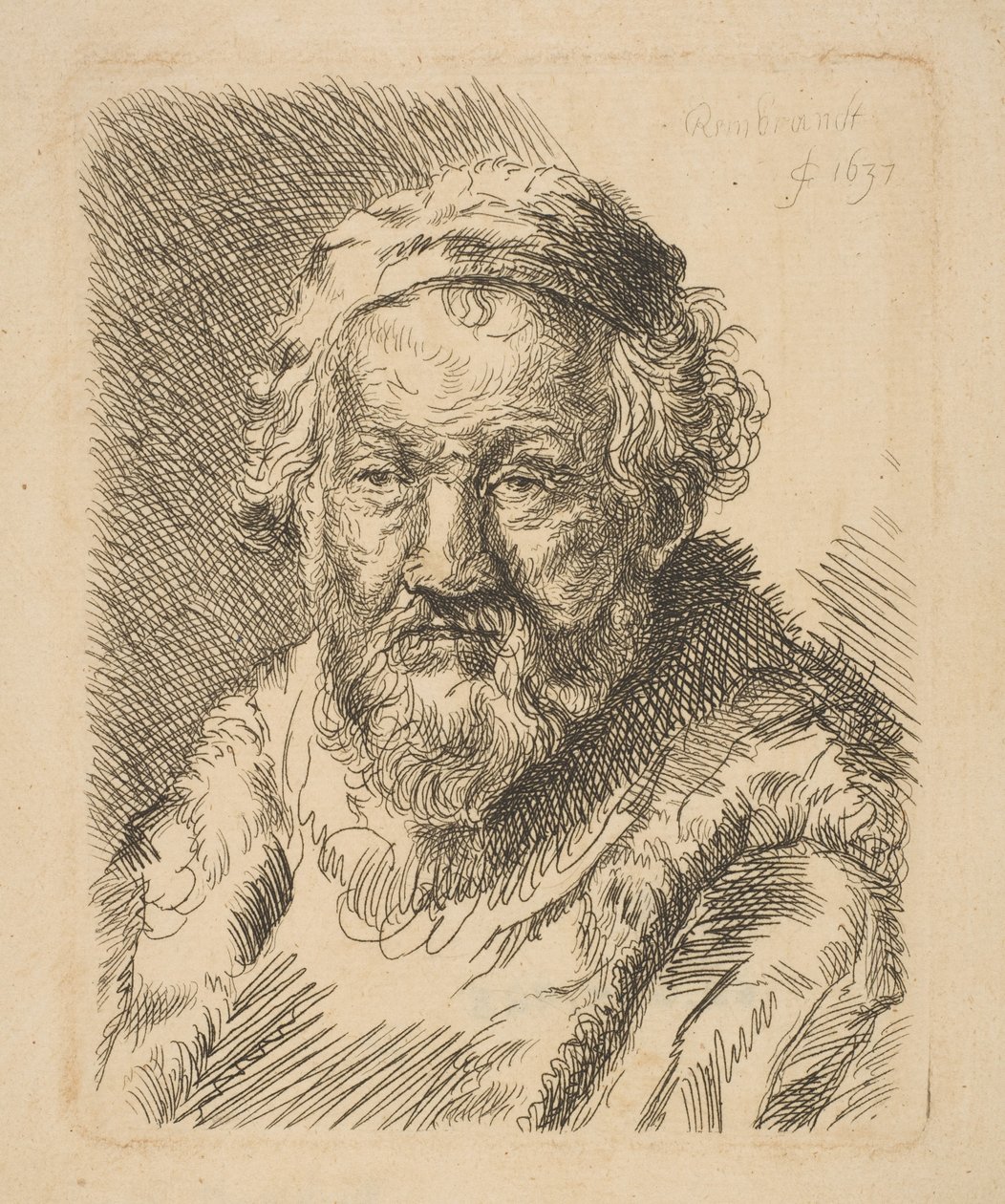 Kabátos és szőrmegalléros öregember mellszobra másolat.n.d. alkotó: Workshop of Rembrandt