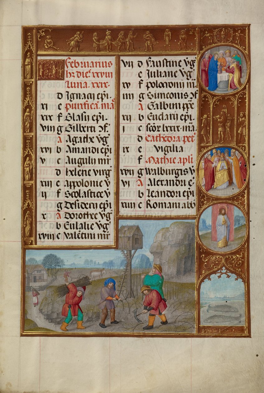 Szőlőültetvényben dolgozni; Halak csillagjegye alkotó: Workshop of the Master of James IV of Scotland