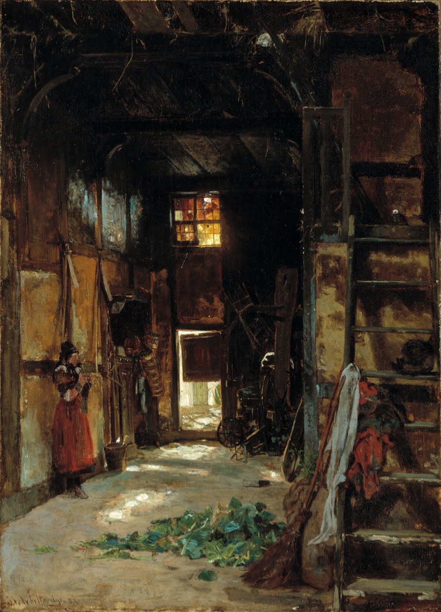 Egy vesztfáliai kunyhó belseje, 1852. alkotó: Worthington Whittredge