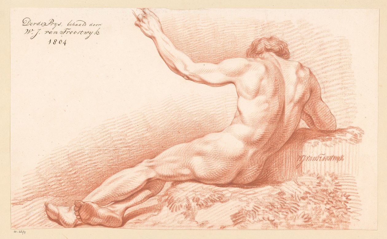 Ülő férfi akt, hátulról nézve (3. díj 1804) alkotó: Wouter Johannes van Troostwijk