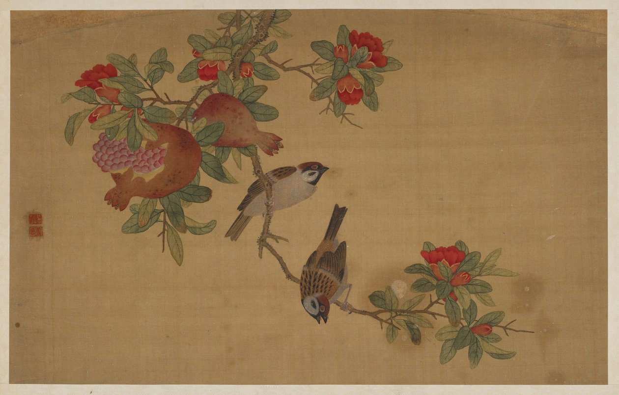 Madarak, gyümölcsök és virágok, Qing-dinasztia, 1741. alkotó: Wu Zhang