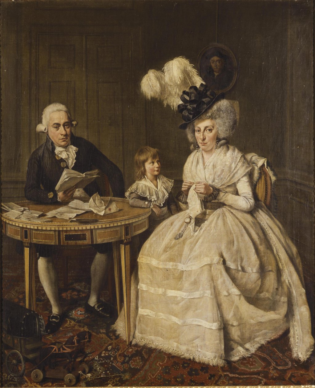 Johannes Enschedé jr. portréja. feleségével, Johanna Swavinggel és fiukkal, Johannes Enschedé III-mal, Wybrand Hendrikstől 1796-ban alkotó: Wybrand Hendricks