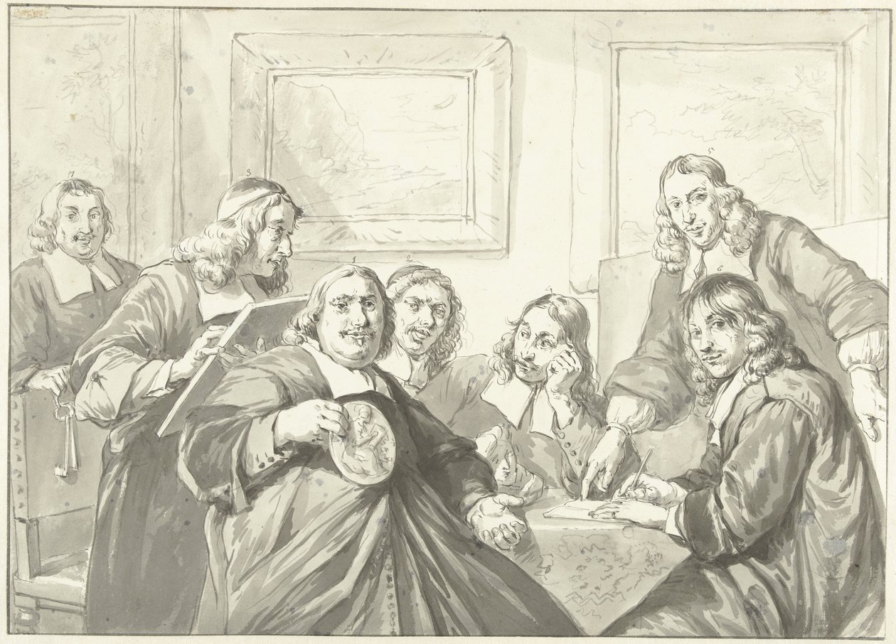 A haarlemi Szent Lukács céh felügyelői, 1675. alkotó: Wybrand Hendriks