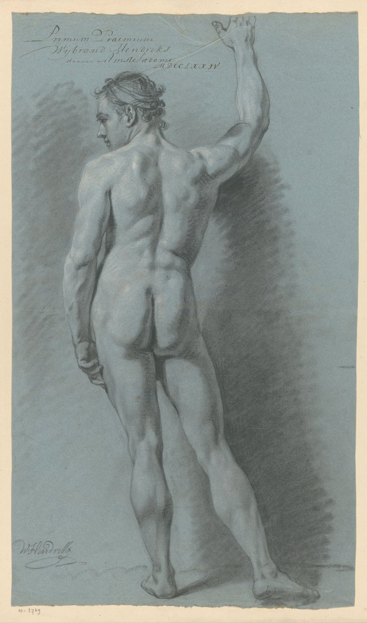 Álló férfi akt, hátulról nézve (1. díj, 1774) alkotó: Wybrand Hendriks