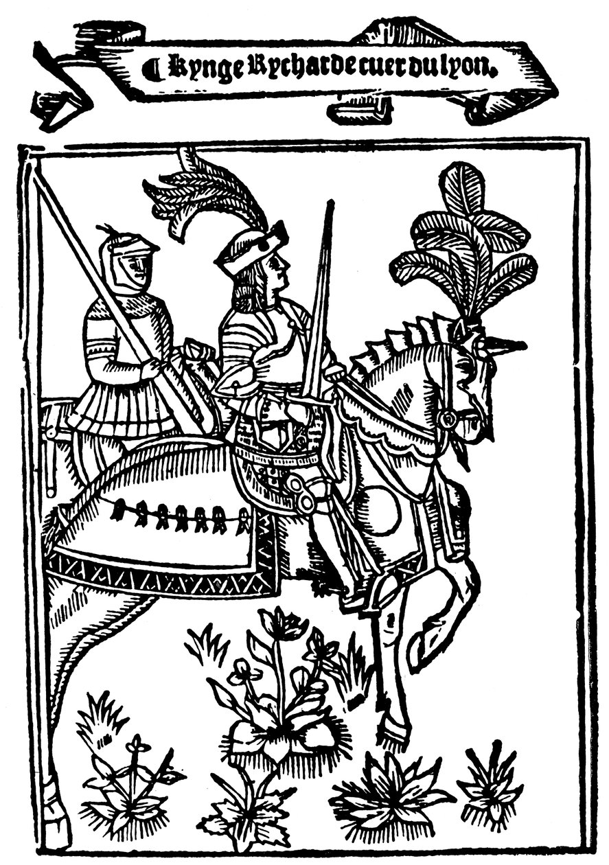 Oroszlánszívű Richard I. Coeur, Anglia 12. századi királya, 1528 alkotó: Wynkyn de Worde