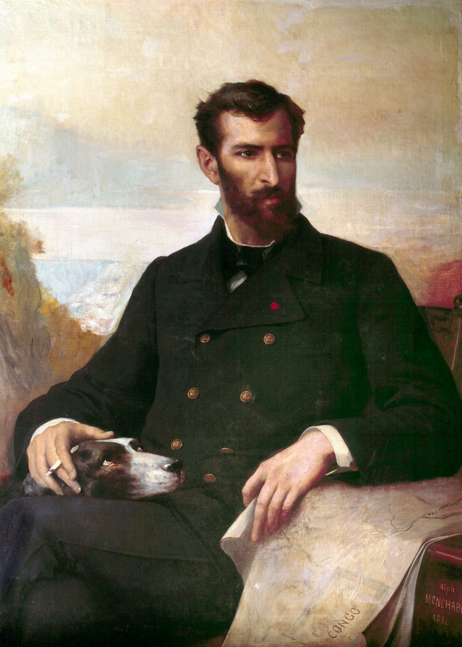 Pierre Savorgnan de Brazza portréja (olaj, vászon alkotó: Xavier Alphonse Monchablon